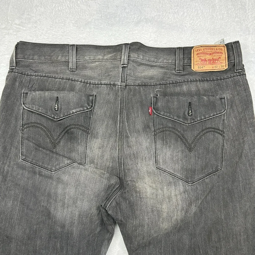 Levi's 514 Slim Straight Jeans Men's Gray Denim‎ Pockets Classic Zip Fly - 42X30
